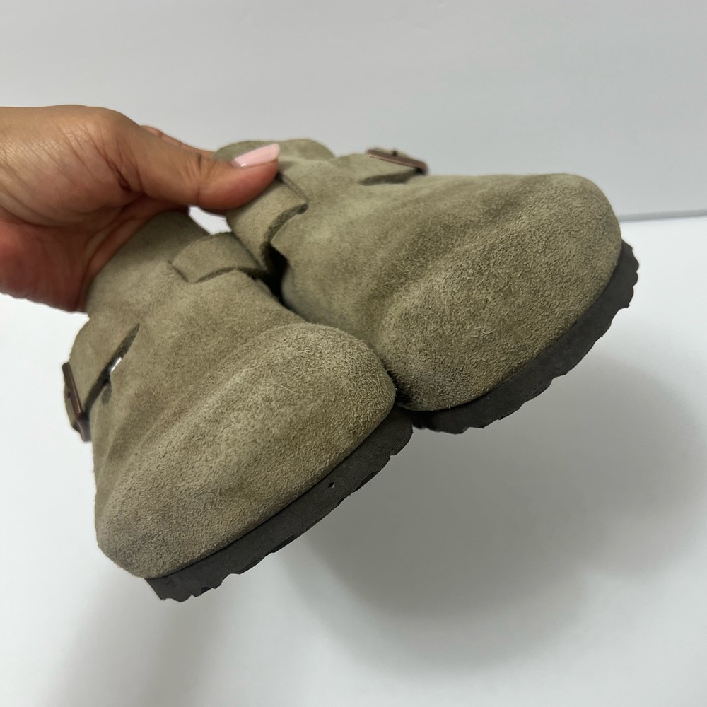 Women's Suede Slip-On Clog in Taupe - Picture 2 of 11